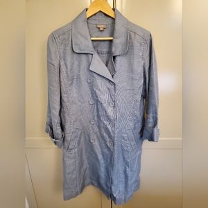 J jill - Linen blend double breasted long jacket - light blue - Sz M